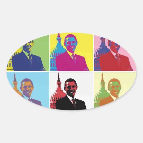 President Obama Pop Art Oval Sticker