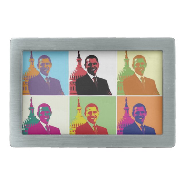 President Obama Pop Art Rectangular Belt Buckle (Front)