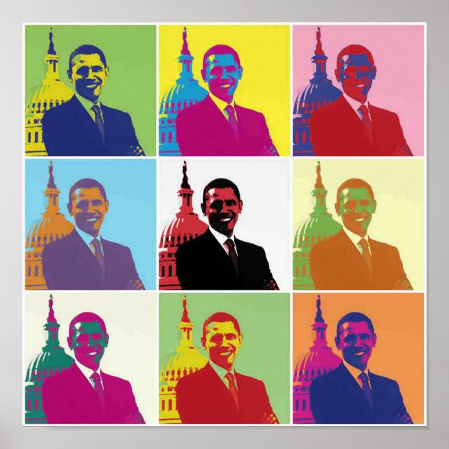 President Obama Pop Art Retro Politician Small Poster (Front)