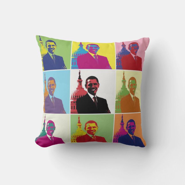 President Obama Pop Art Throw Pillow (Front)