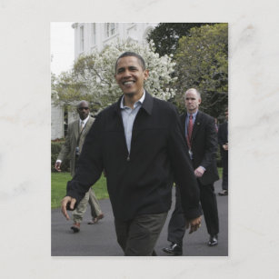President Obama walks to the basketball courst Postcard