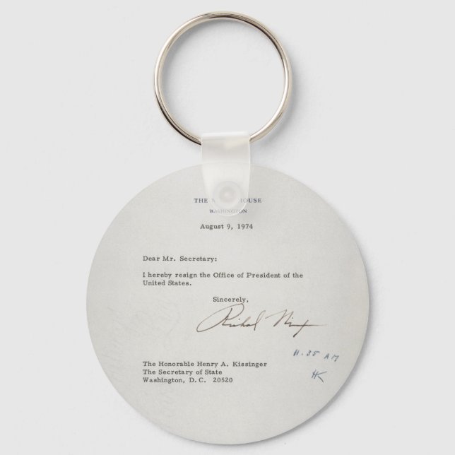 President Richard M. Nixon Resignation Letter Keychain (Front)