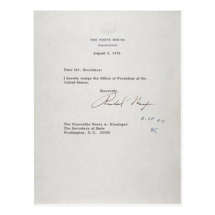 President Richard M. Nixon Resignation Letter Postcard | Zazzle.com