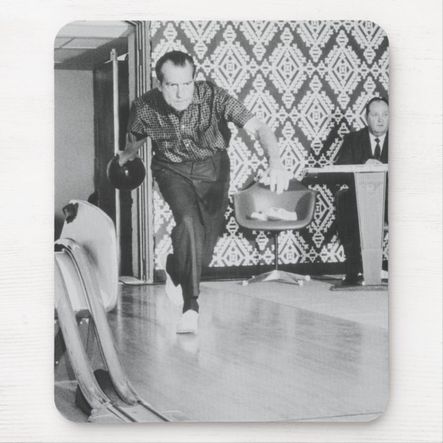 President Richard Nixon Bowling At The White House Mouse Pad (Front)