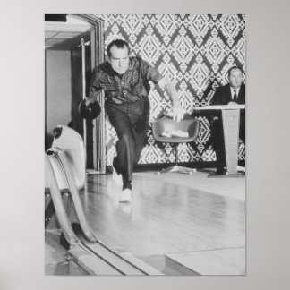 President Richard Nixon Bowling At The White House Poster