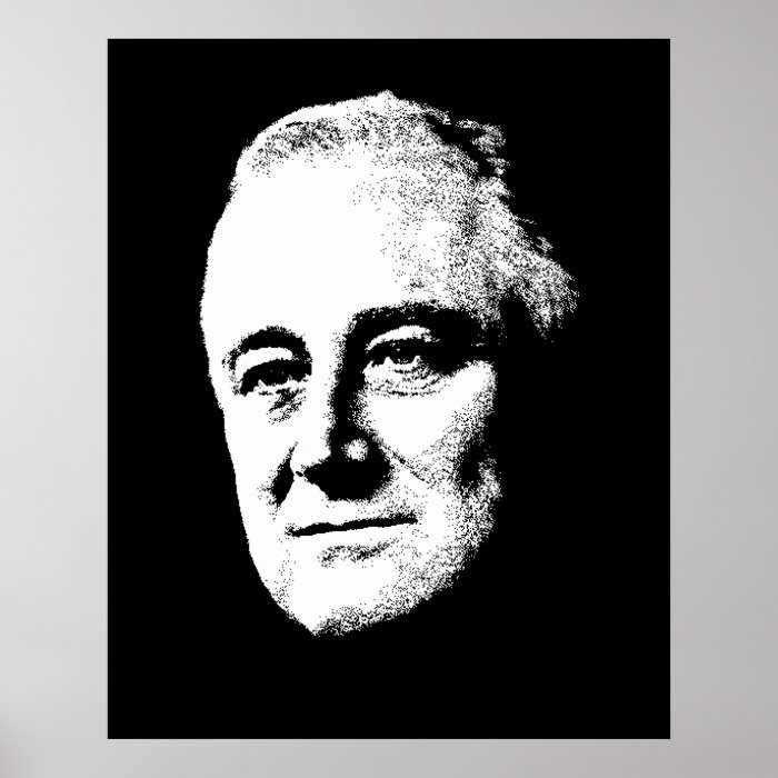 President Roosevelt    Black and White Print