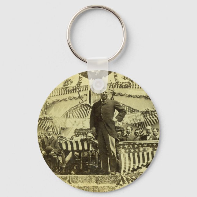 President Theodore Roosevelt Speaking 1903 Keychain (Front)