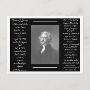 President Thomas Jefferson Postcard