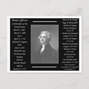 President Thomas Jefferson Postcard by archemedes at Zazzle