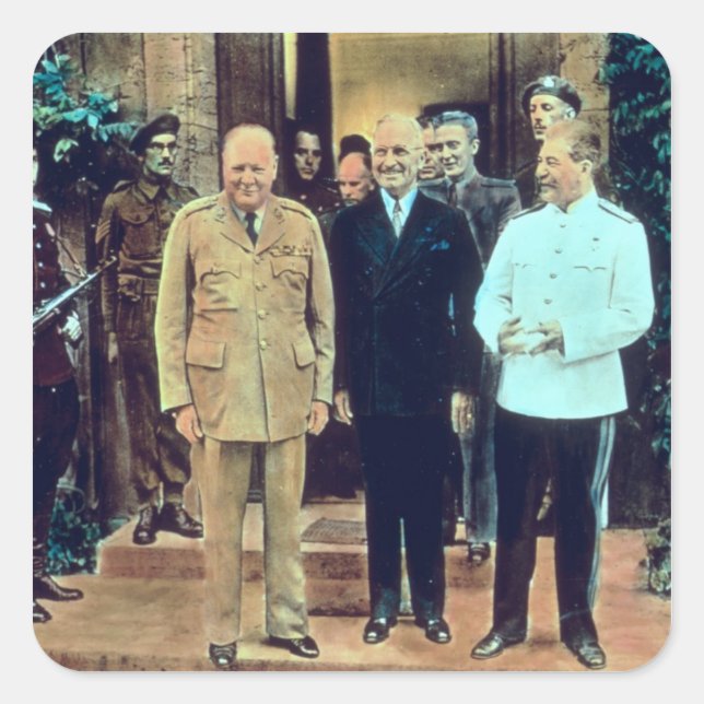 President Truman and Joseph Stalin Square Sticker (Front)