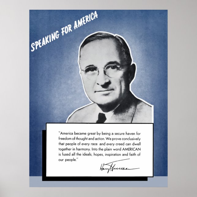 President Truman -- Speaking For America Poster (Front)