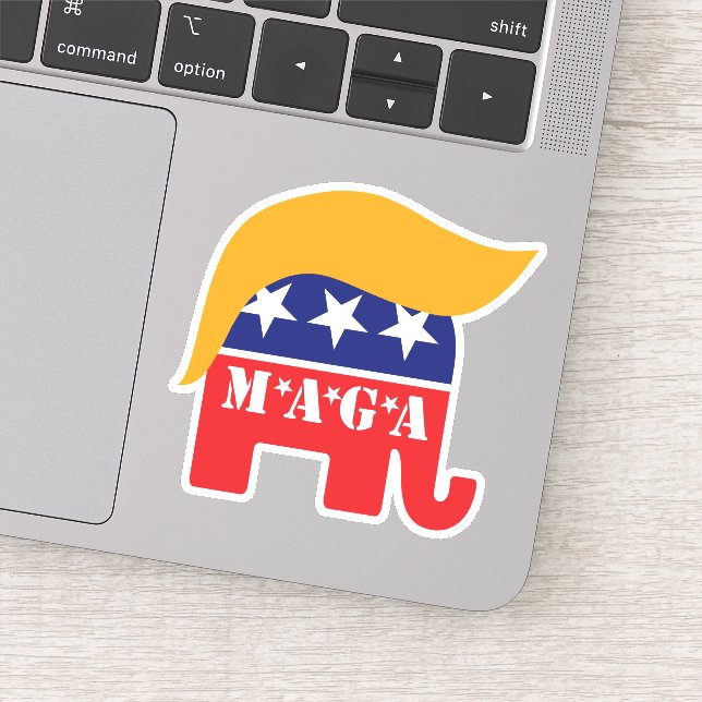 President Trump 2024 GOP Elephant Hair MAGA Sticker (Detail)