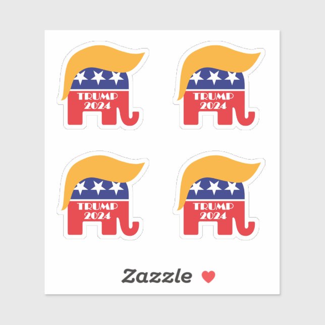 President Trump 2024 GOP Republican Elephant Hair Sticker (Sheet)