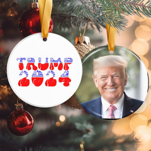 President Trump 2024 Patriotic Election Photo Ceramic Ornament