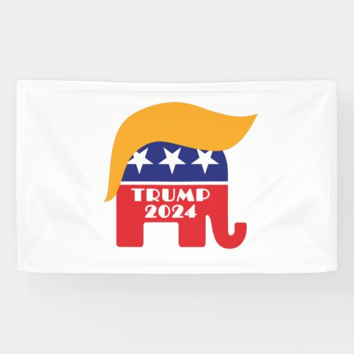 President Trump 2024 Republican Elephant Hair Logo Banner