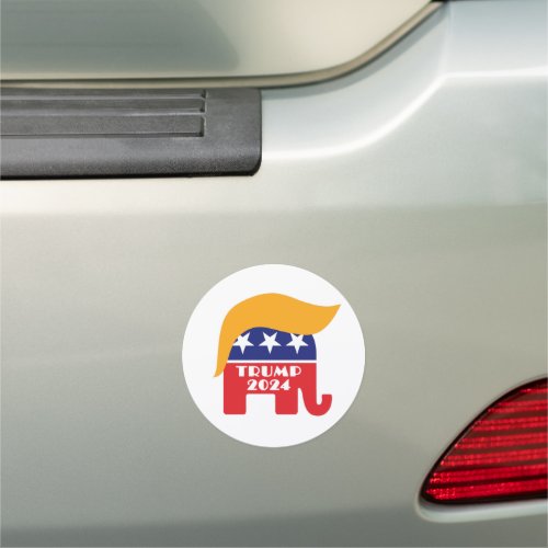 President Trump 2024 Republican Elephant Hair Logo Car Magnet