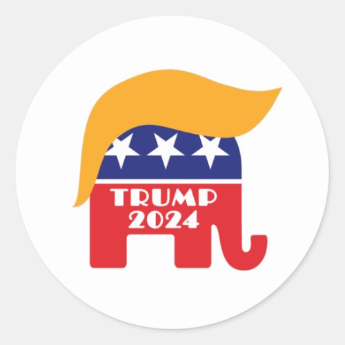 President Trump 2024 Republican Elephant Hair Logo Classic Round Sticker