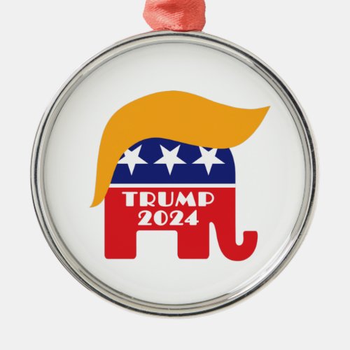 President Trump 2024 Republican Elephant Hair Logo Metal Ornament