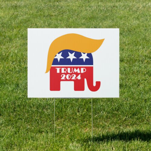 President Trump 2024 Republican Elephant Hair Logo Sign