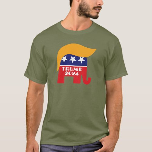 President Trump 2024 Republican Elephant Hair Logo T_Shirt
