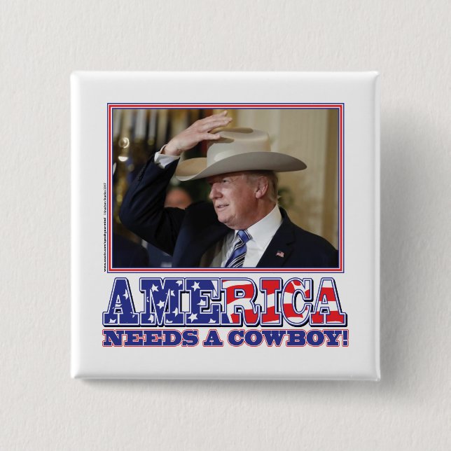 President Trump American Cowboy Button (Front)