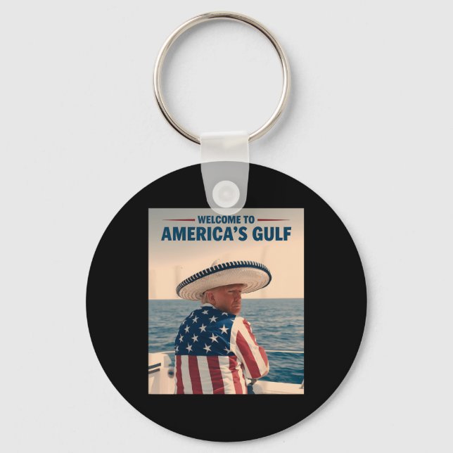 President Trump America's Gulf Mexico Sombrero Ame Keychain (Front)
