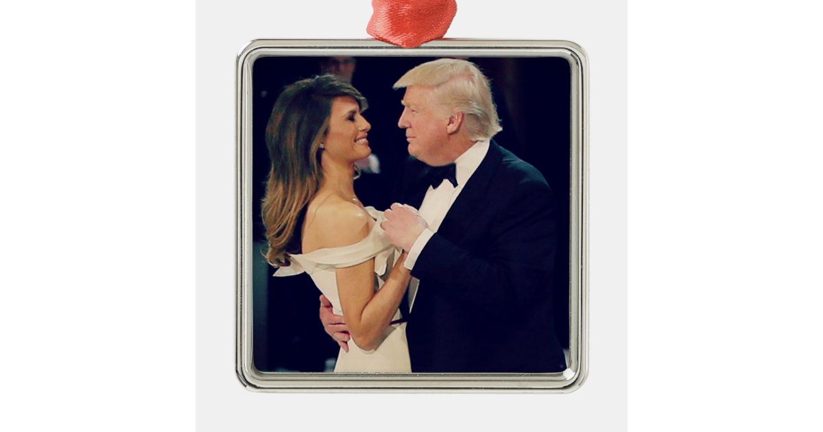 President Trump and Melania Dancing Metal Ornament Zazzle