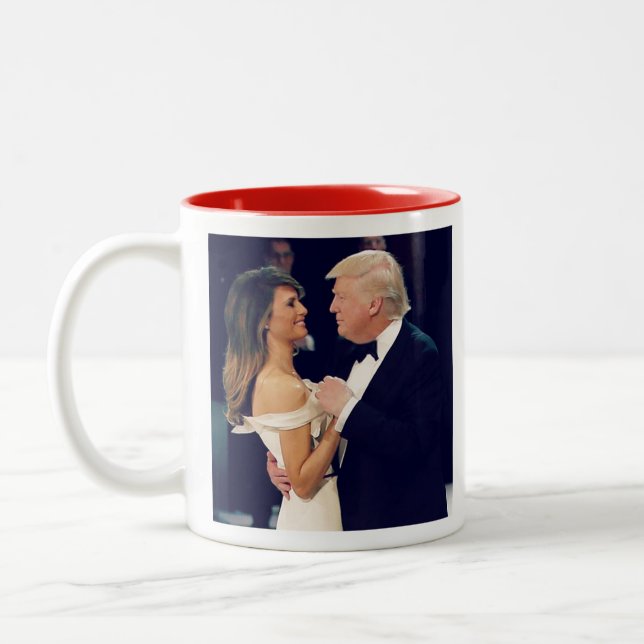 President Trump and Melania Dancing Two-Tone Coffee Mug (Left)