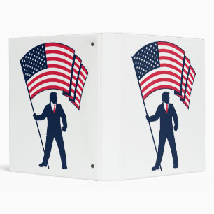 President Trump Bearing the Flag of the USA  3 Ring Binder
