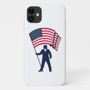 President Trump Bearing the Flag of the USA  iPhone 11 Case