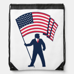 President Trump Bearing the Flag of the USA  Drawstring Bag