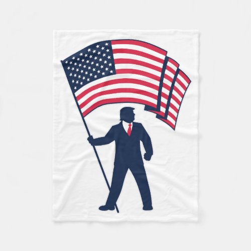 President Trump Bearing the Flag of the USA  Fleece Blanket