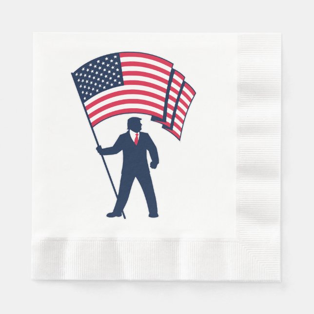 President Trump Bearing the Flag of the USA  Napkins (Front)