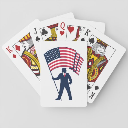 President Trump Bearing the Flag of the USA  Playing Cards