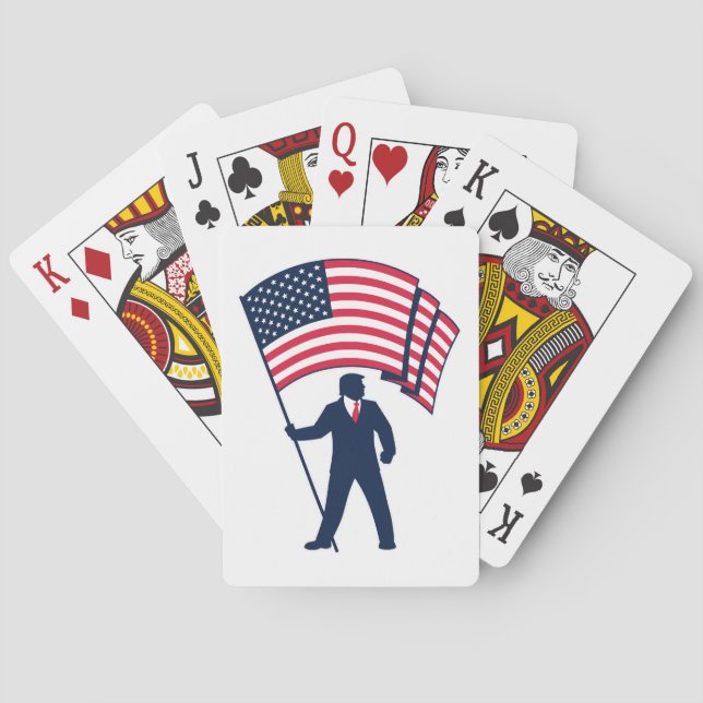 President Trump Bearing the Flag of the USA  Poker Cards (Back)