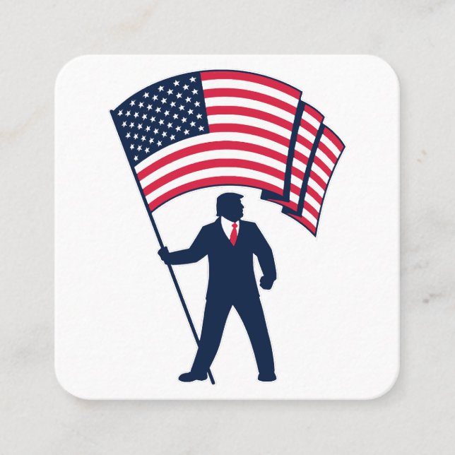 President Trump Bearing the Flag of the USA  Square Business Card (Front)