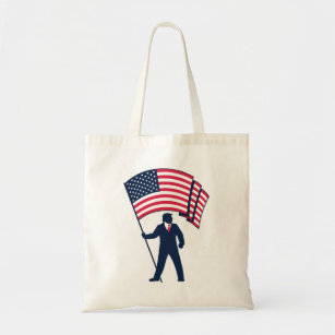 President Trump Bearing the Flag of the USA  Tote Bag