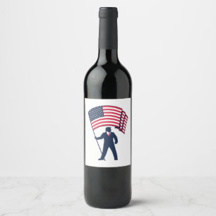 President Trump Bearing the Flag of the USA Wine Label