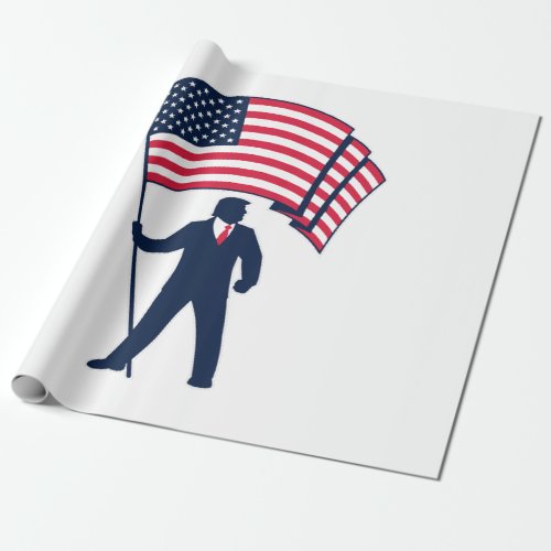 President Trump Bearing the Flag of the USA  Wrapping Paper