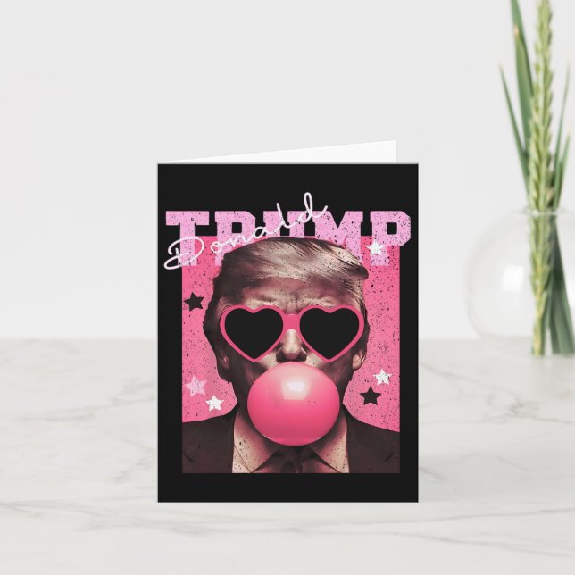 President Trump Blowing Bubble Gum Funny Pink Bubb Card (Front)