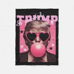 President Trump Blowing Bubble Gum Funny Pink Bubb Fleece Blanket