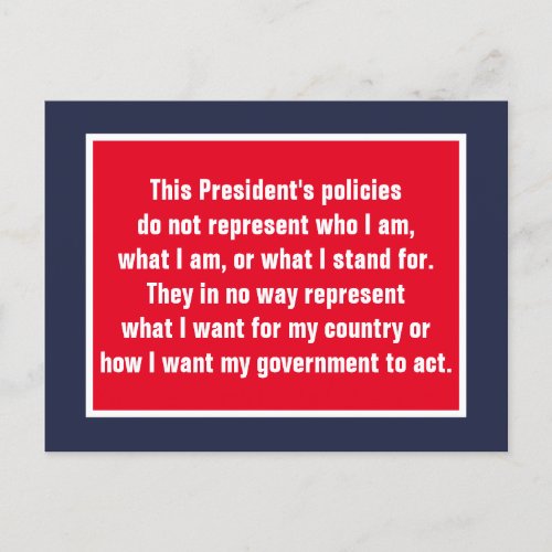 President Trump Does Not Represent Me Postcard