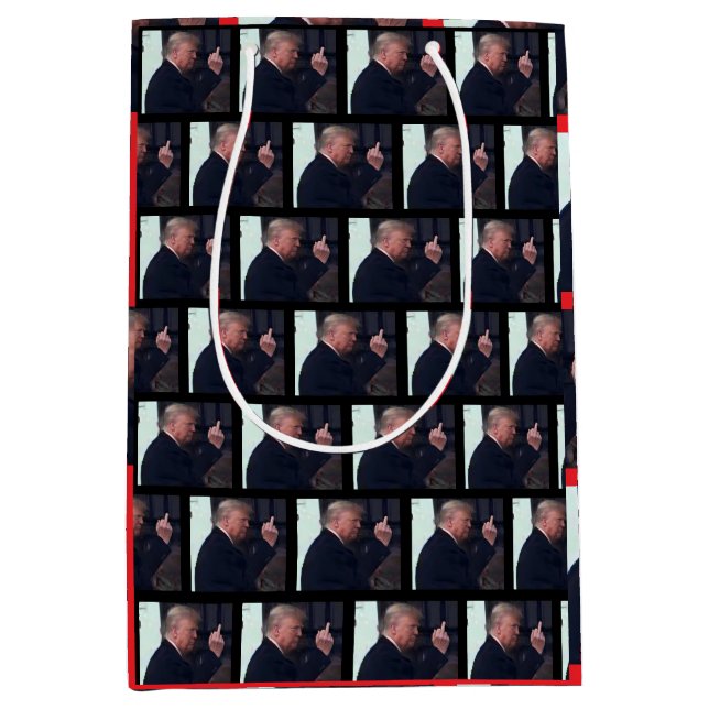 President Trump Flipping the Bird Medium Gift Bag (Front)