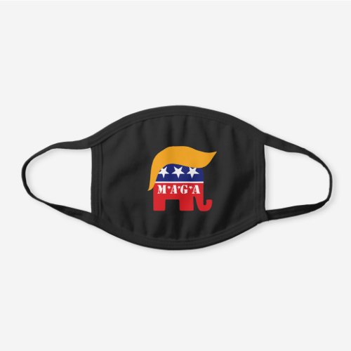 President Trump GOP Republican Elephant Hair MAGA Black Cotton Face Mask