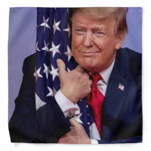 President Trump Hugging the American Flag Bandana