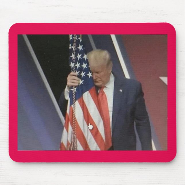 President Trump Hugging  the American Flag Mouse Pad (Front)