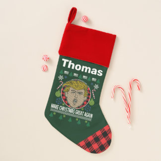 President Trump Make Christmas Great Again Plaid Stocking