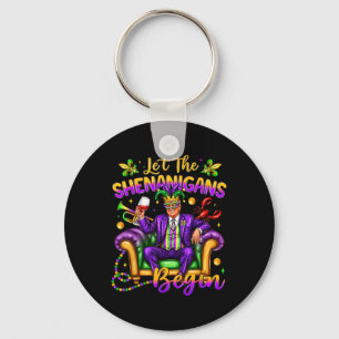 President Trump Mardi Gras Funny Let The Shenaniga Keychain