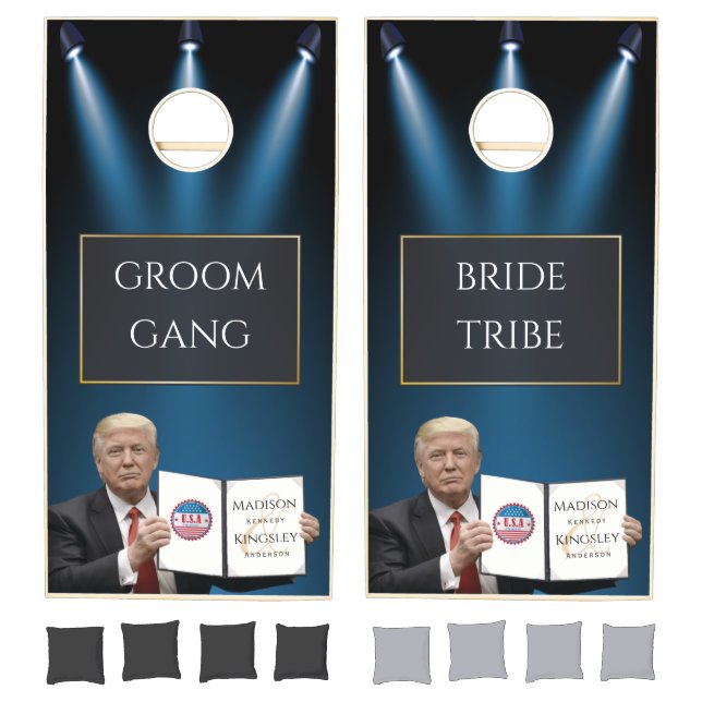 President Trump 📜 Patriotic Wedding Custom Cornhole Set (Set)