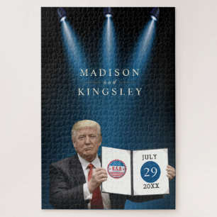 President Trump 🇺🇸✨ Patriotic Wedding Custom Jigsaw Puzzle
